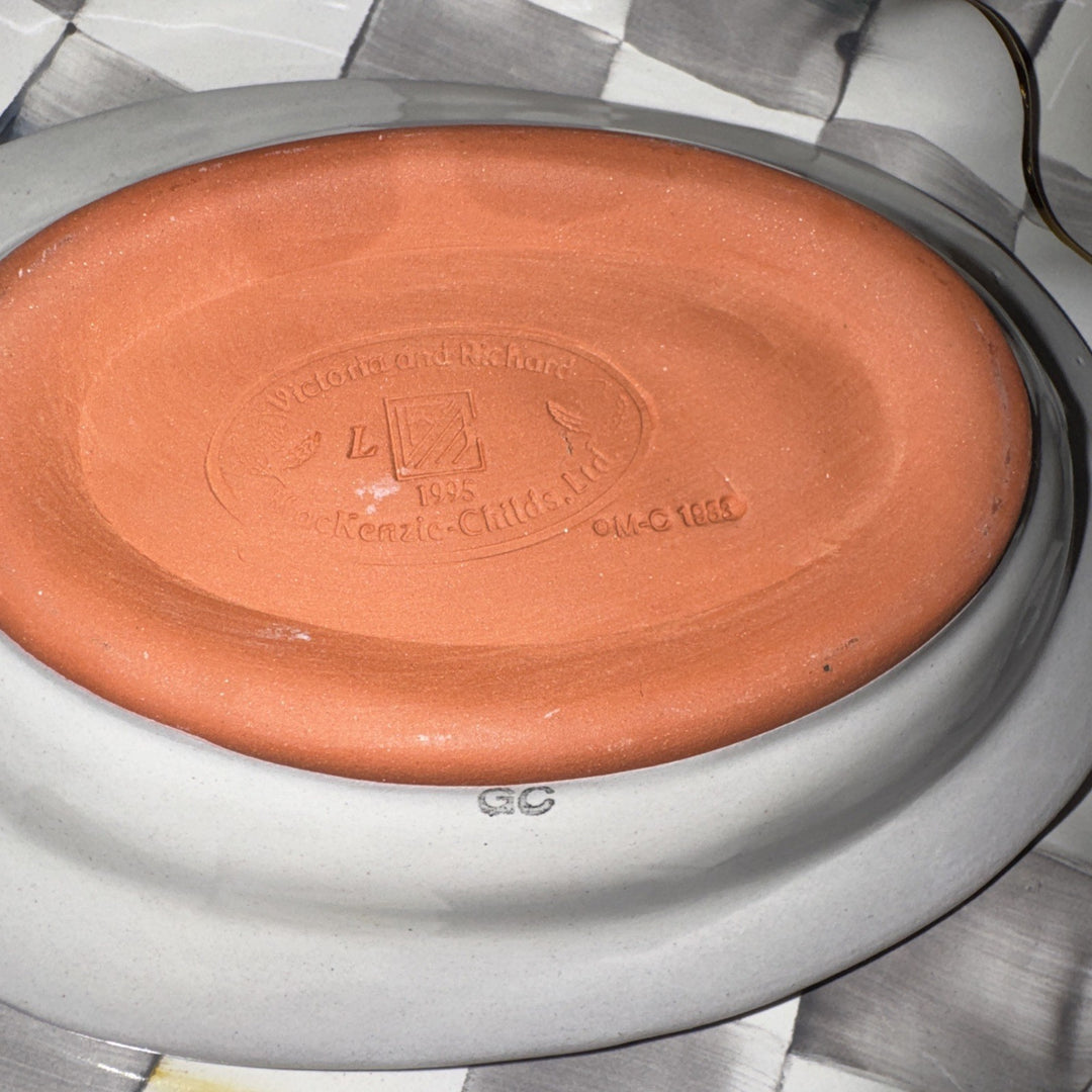 MACKENZIE CHILDS 6" Soap Candy Dish Taylor Aalsmere  1995 Ceramic