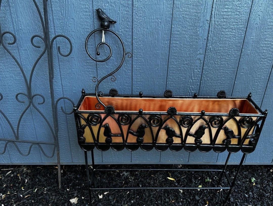 Mackenzie Childs  CAST IRON And Copper Bird On Ball  PLANT -FLOWER STAND