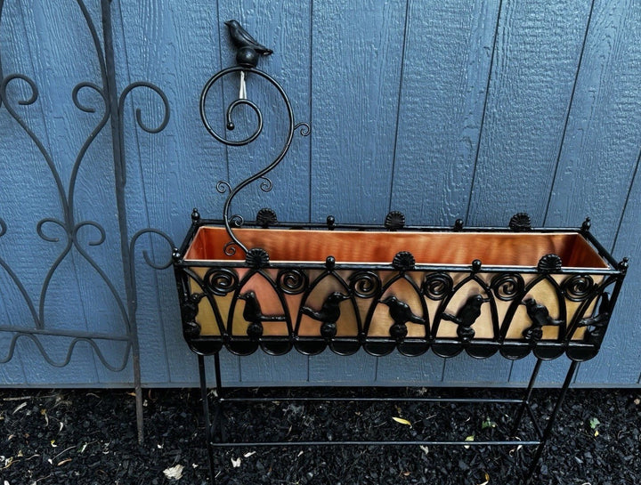 Mackenzie Childs  CAST IRON And Copper Bird On Ball  PLANT -FLOWER STAND