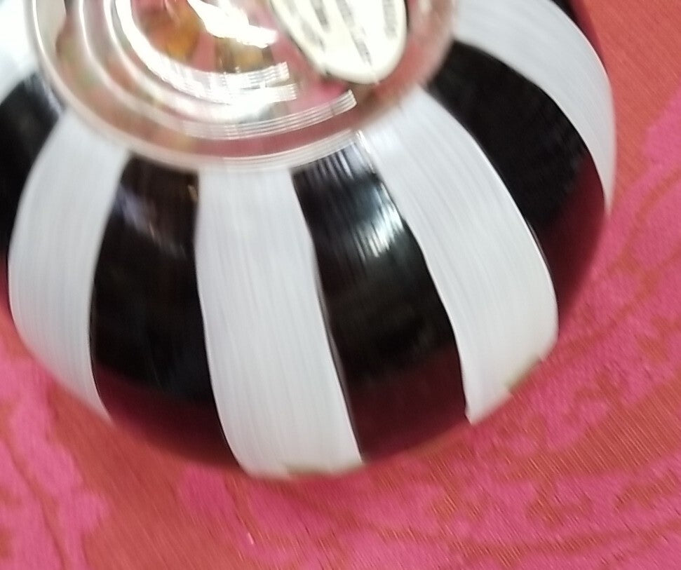 MacKenzie Childs Heirloom Black White Circus Heirloom Medium Votive Holder 4.5"