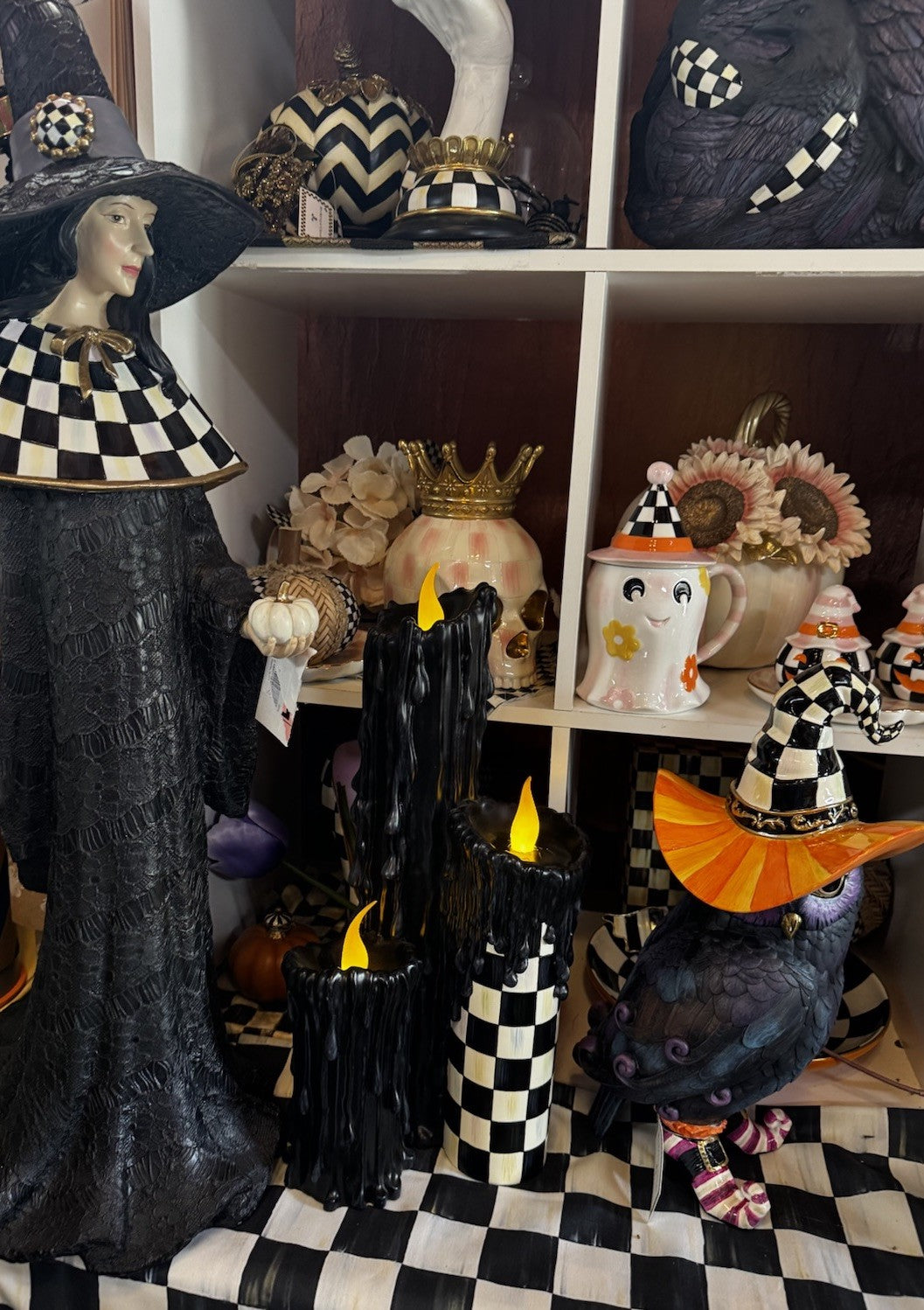 Mackenzie Childs Halloween 17” Courtly Check Melting Candle Cluster Retired