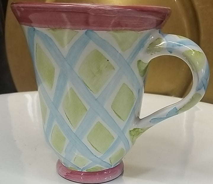 MacKenzie Childs  Wallcourt Maddox Ceramic Footed Mug  - 12 Oz- Retired