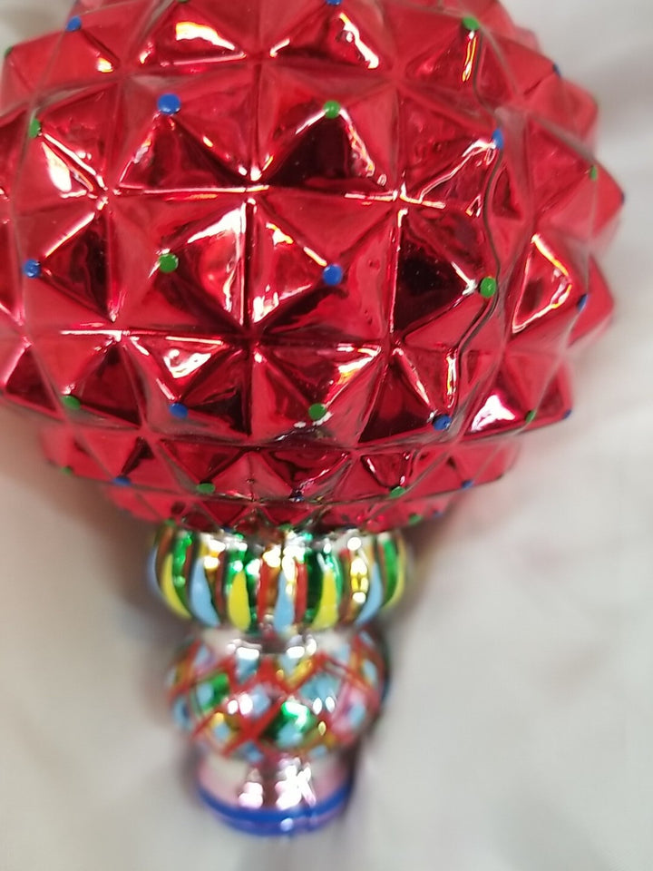 Mackenzie Childs Russian Jewel Courtly Check Red Ornament Glass