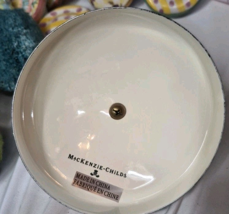 MacKenzie Childs White Flower MARKET LID ONLY..... FOR 1 GALLON GLASS COOKIE JAR