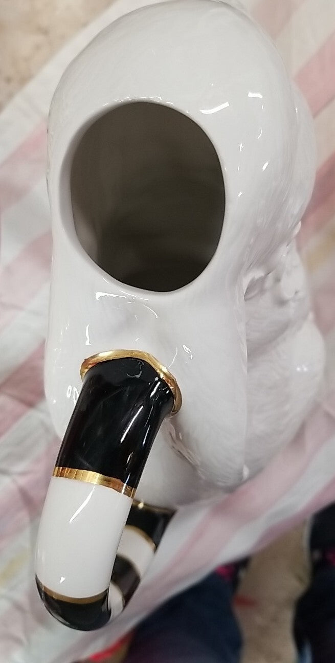 Mackenzie Childs  White Rabbit Ceramic Pitcher Courtly Check - Sold Out