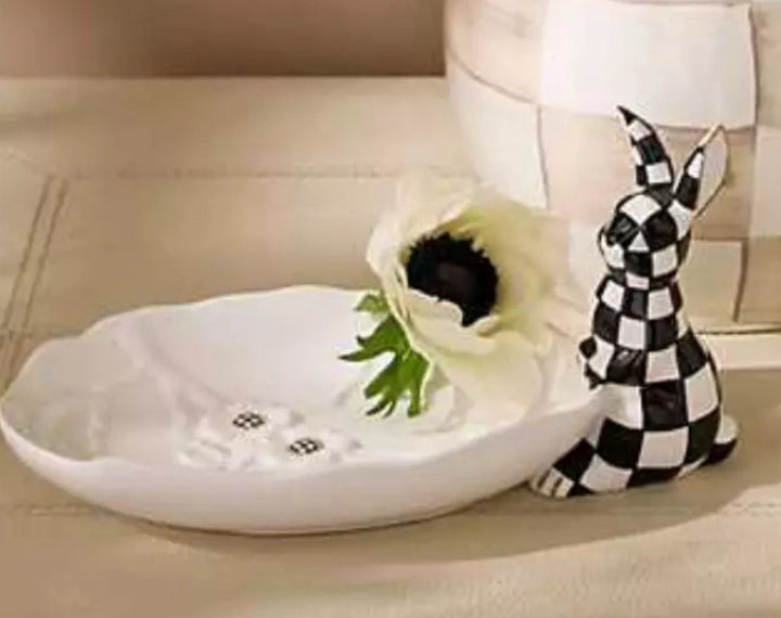 [MacKenzie-Childs] White Rabbit Ceramic Trinket Tray-new