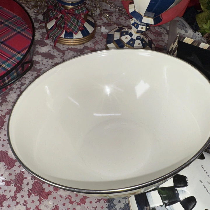 Mackenzie Childs  Parchment Check 9.5”x4”medium Everyday  Bowl Retired