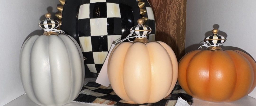Fall On The Farm Mini Pumpkins, Set of 3 - Retired Orange And Grey- New