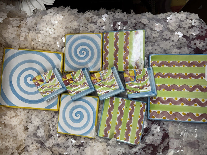 Mackenzie Childs Straight Edge Angle Tile 2.25” Wall court New - One Tile