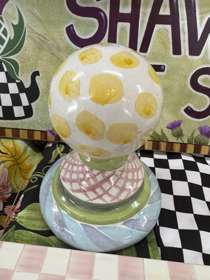 MacKenzie Childs Ball For Garden Or To Top Off Shelves-  Component Terracott