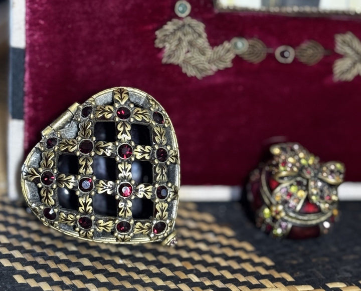 Jay Strongwater Enamel Swarovski Present Ribbon Bow Trinket Box