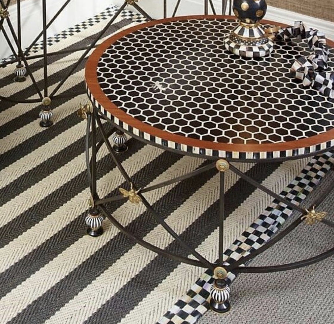 MacKenzie Childs Honeycomb Round Coffee Table Retired Pattern New