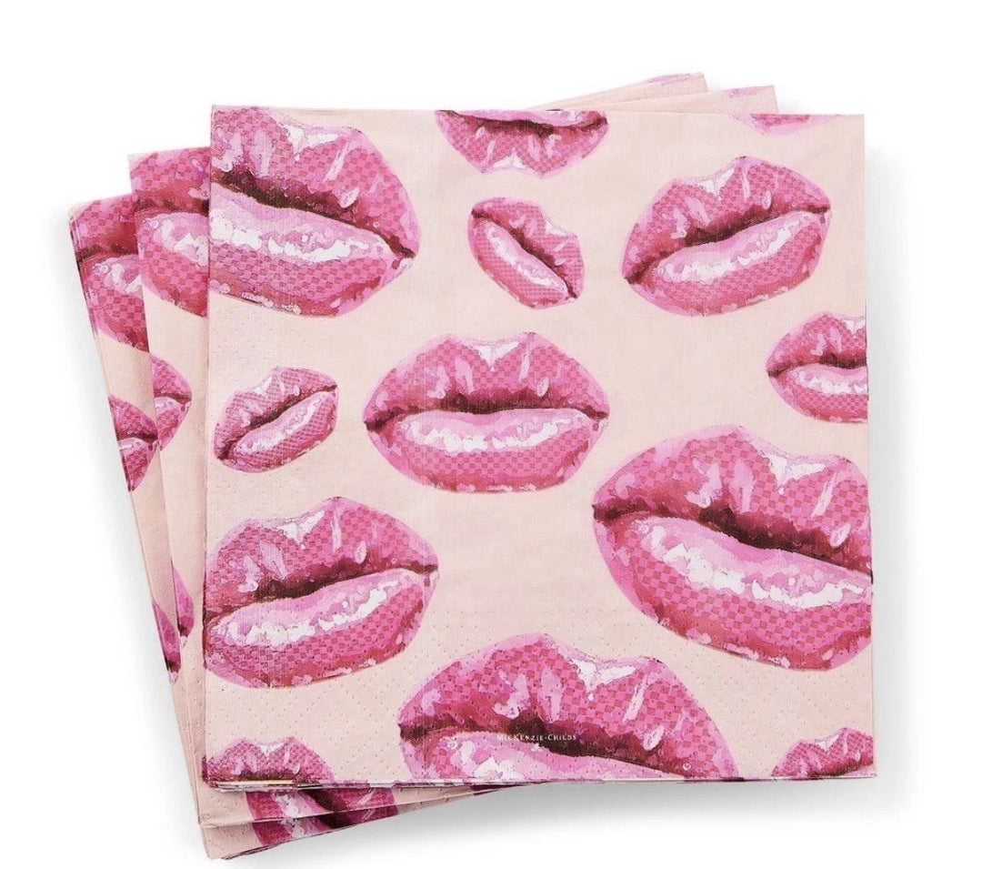MacKenzie Childs Kiss Me Lips Dinner Paper 8” Napkins - 20pack New