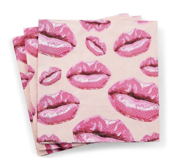 MacKenzie Childs Kiss Me Lips Dinner Paper 8” Napkins - 20pack New