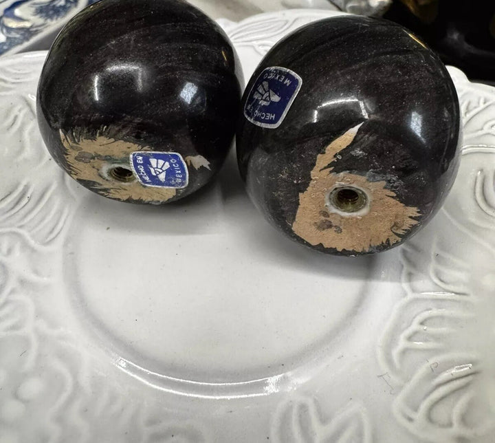 Mackenzie Childs Set Of 2 Black Cabinet Knobs / Pulls Ceramic With Hardware