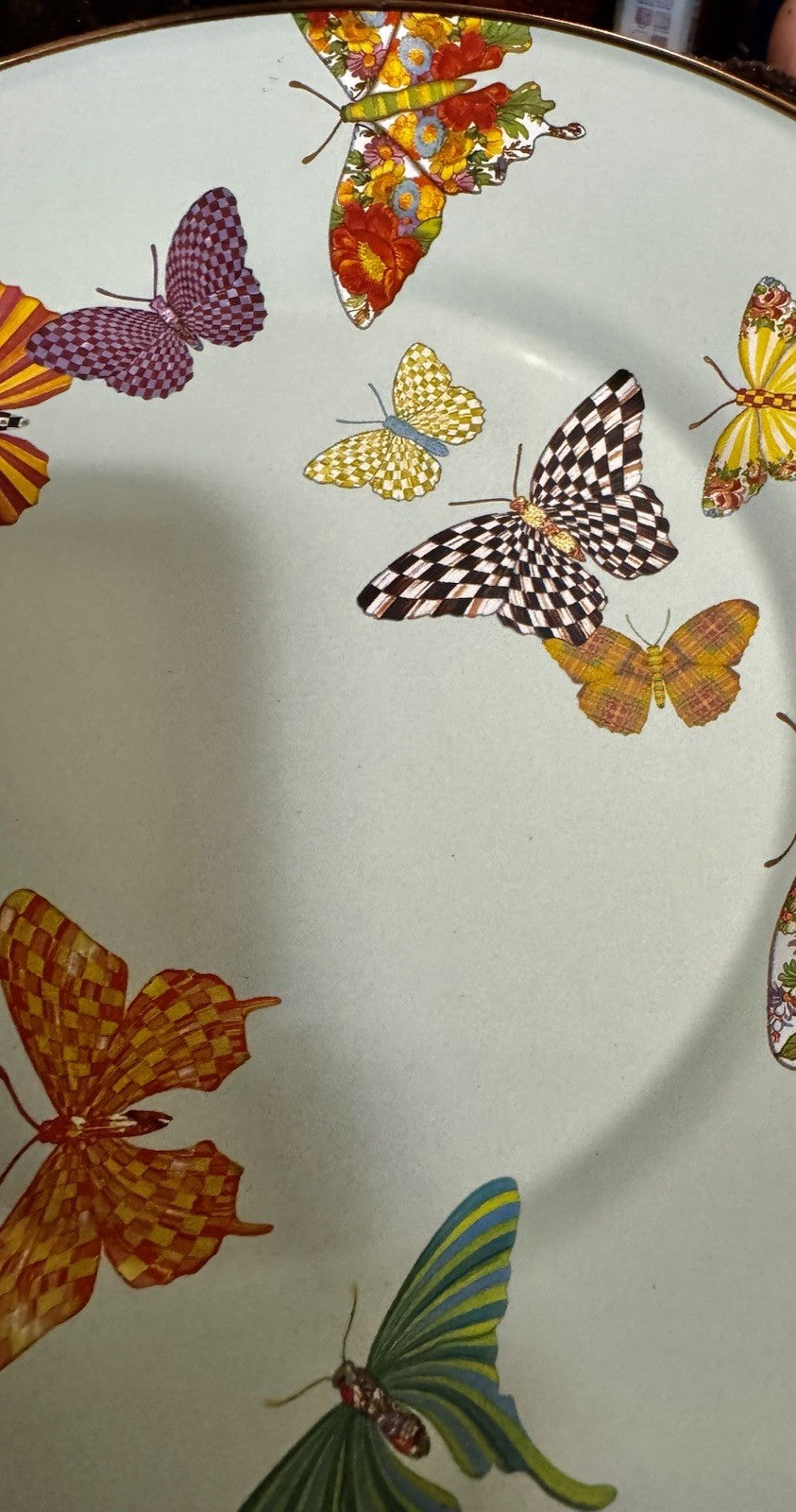 MacKenzie Childs Blue Butterfly Garden Dinner Plate 10” Enamel- New