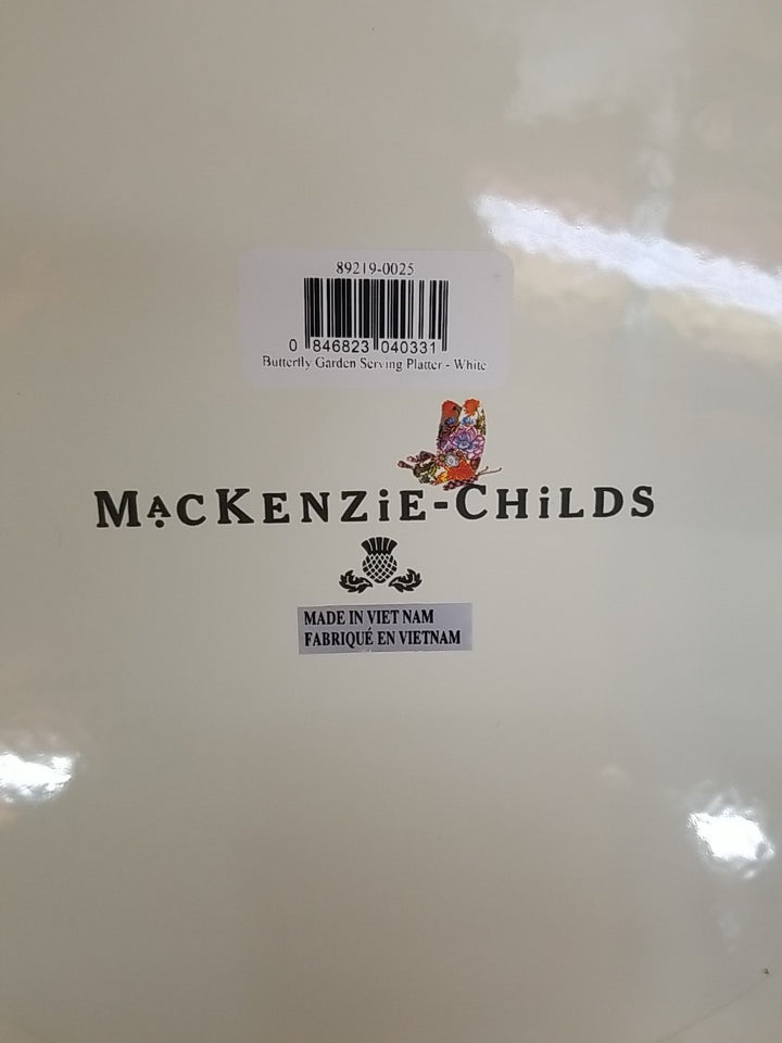 Mackenzie Childs Butterfly Garden Serving Platter - White New Enamel- Retired