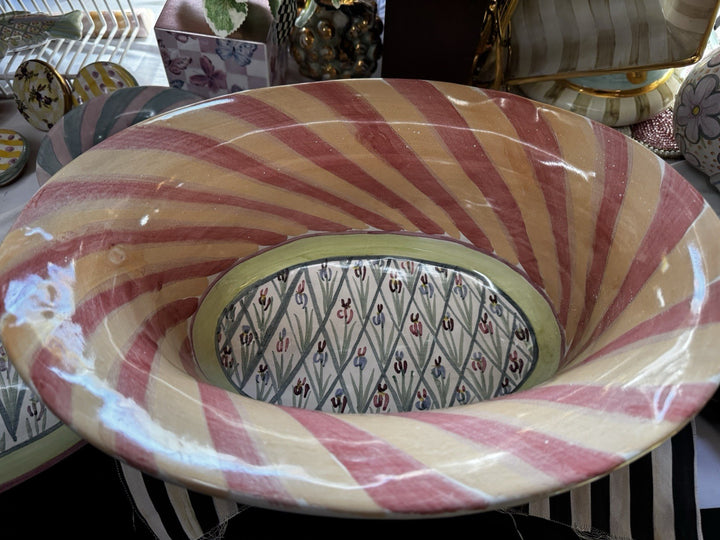 MacKenzie Childs Taylor Bearded Iris  Oval Serving Bowl with Lid 13.5”x 9.5”