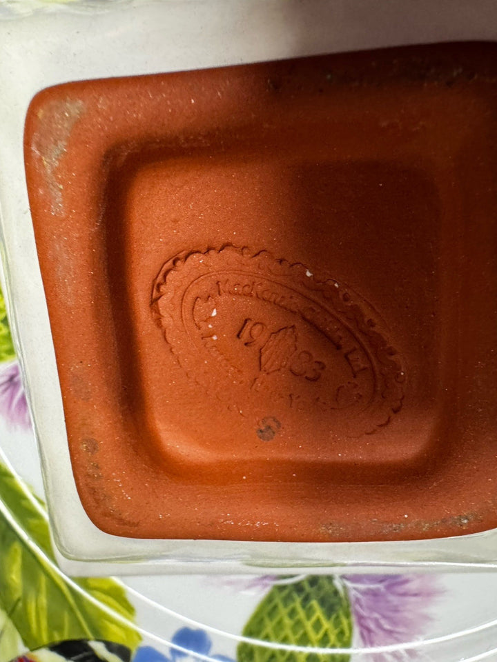 Vintage Mackenzie Childs Ceramic White Squares Bowl Bistro Collection 6"