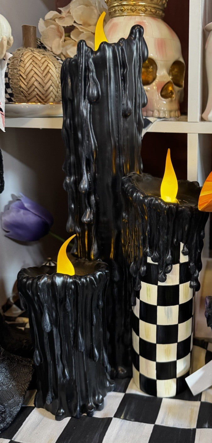 Mackenzie Childs Halloween 17” Courtly Check Melting Candle Cluster Retired