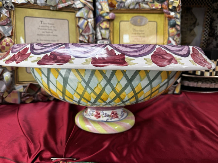 Rare Mackenzie Childs Ceramic Taylor Odd Fellows Ovation Bowl  Hand painted