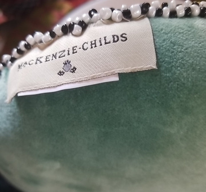 MACKENZIE CHILDS HITCHCOCK FIELD EASTER EGG PILLOW Beaded