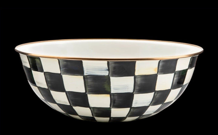 Mackenzie Childs Courtly check Enamel 13”x5.5”x-large Everyday Bowl - New