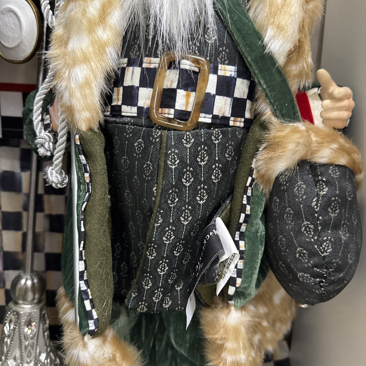 Mackenzie Childs Courtly Check Farmhouse Santa With Staff 20.5" Tall New NIB