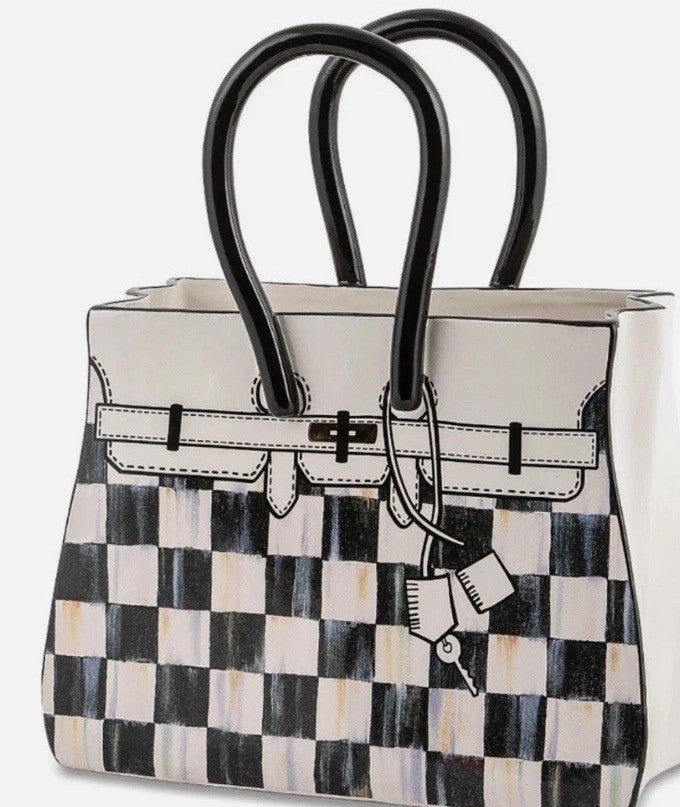 Mackenzie Childs Doodles Handbag Vase- New