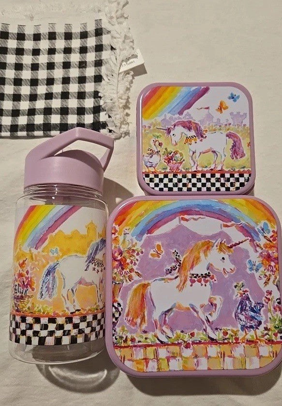 Hard to find MacKenzie-Childs Courtly Check Unicorn Lunch Box New with tags