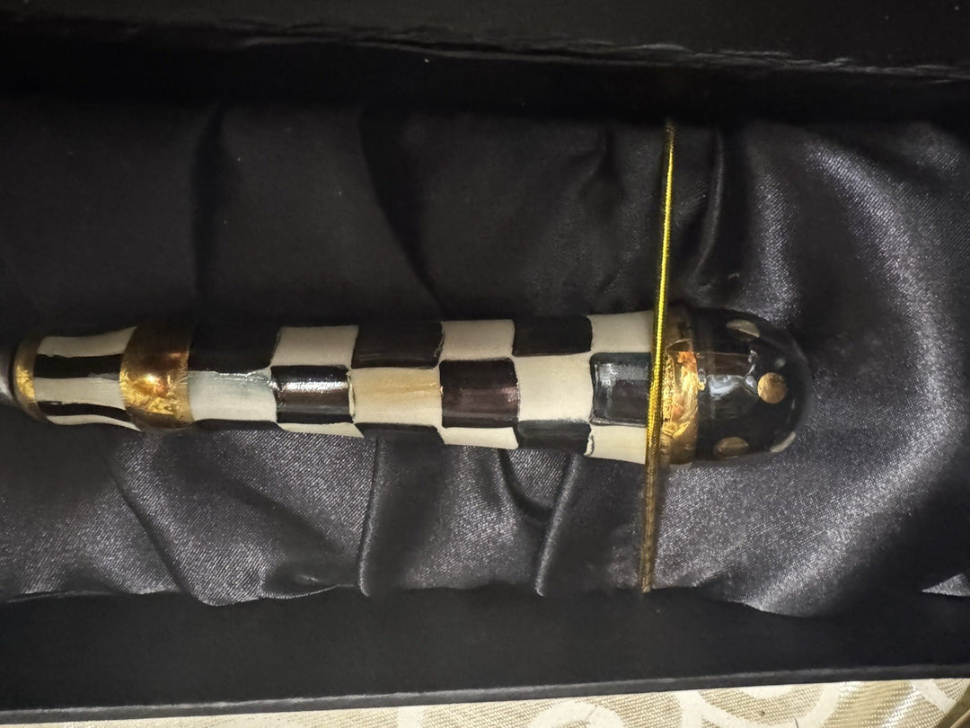 Mackenzie  Childs Courtly Check Ceramic Handle Pie Cake Server- Nib