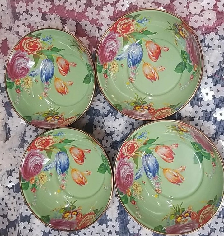 MACKENZIE CHILDS GREEN  FLOWER MARKET SMALL EVERYDAY BOWL Set of 4