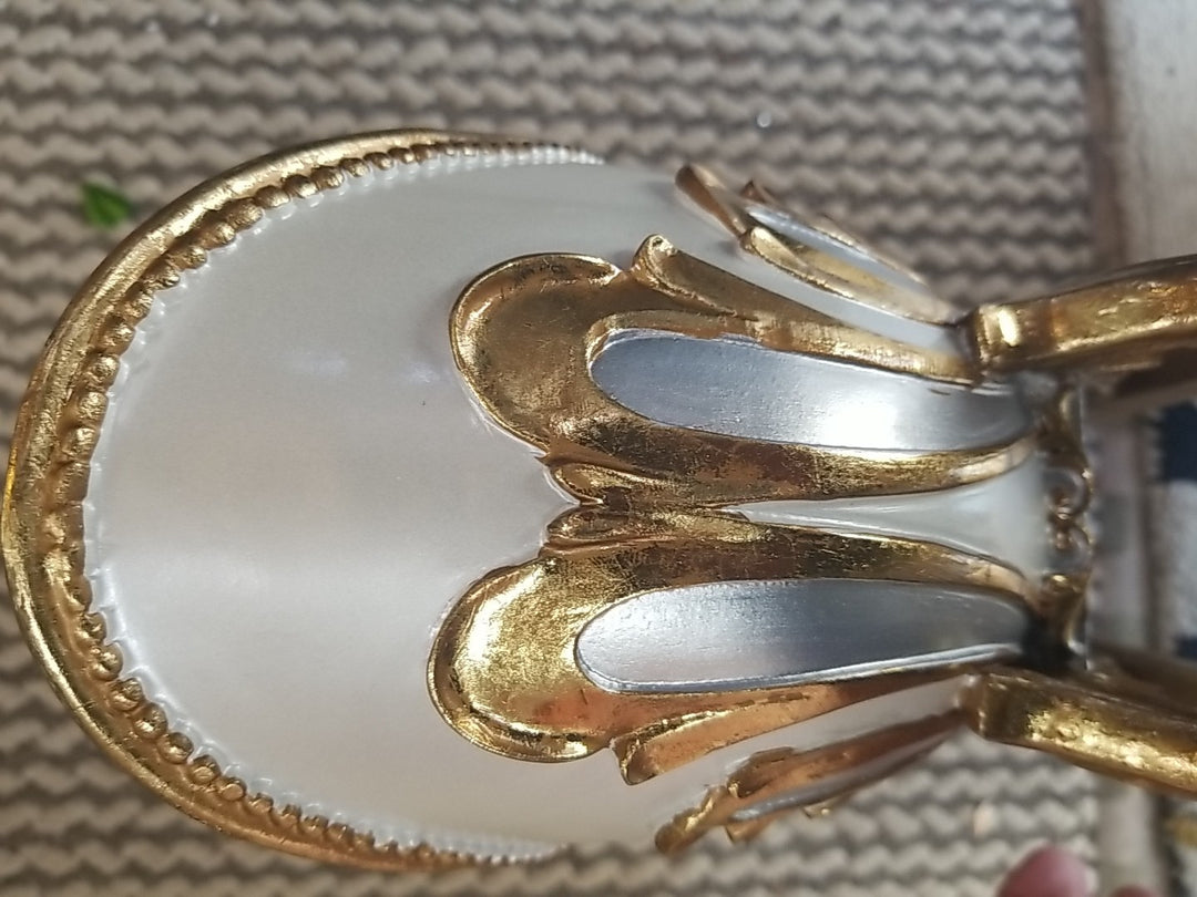 MacKenzie Childs Christmas Glam Up  Sleigh- White And Gold Reindeer
