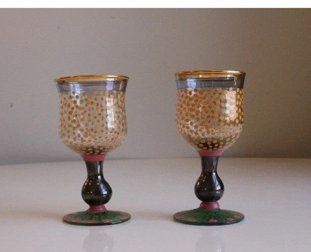 MacKenzie Childs Piccadilly Circus Water Goblets - Set of 2