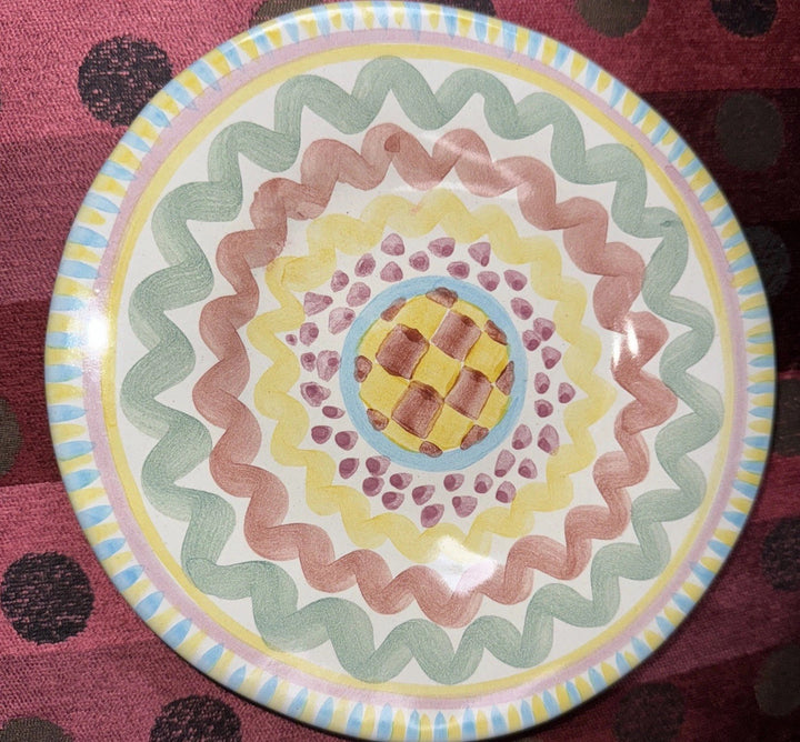 Mackenzie-Childs Taylor Aurora Bread Plate 7.25" Hand-Painted Ceramic 1996