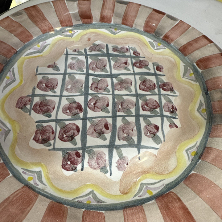 Mackenzie Childs Rose Cottage Ceramic Dinner Plate Flat Rim 11 3/4" - 1993