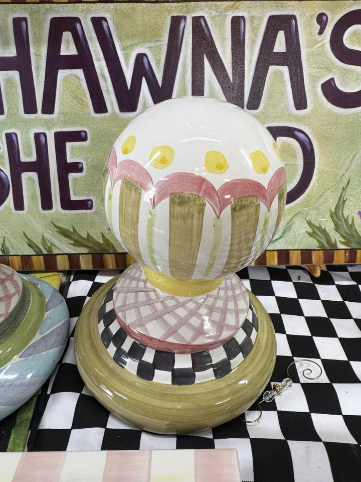 MacKenzie Childs Ball For Garden Or To Top Off Shelves-  Component Terracott