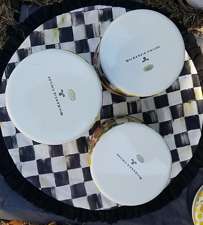 MacKenzie Childs Buttercup Canisters Set of 3, Retired Pattern, Lidded. S M L