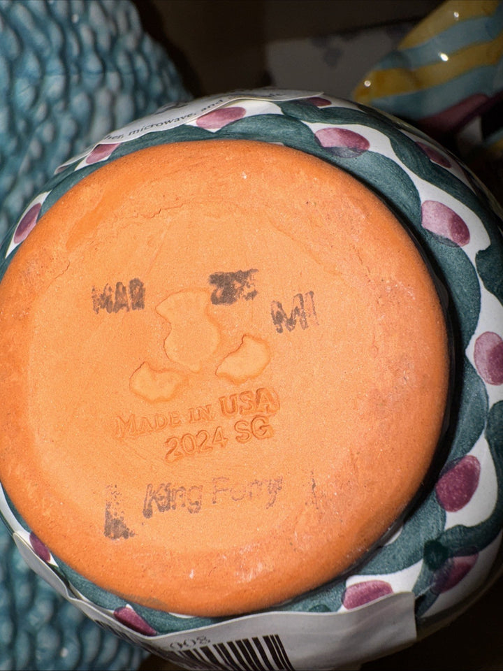 Mackenzie Childs Taylor Kings Ferry 2024 Ceramic 4” Tall Creamer Bright Colors