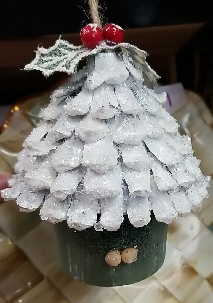 MacKenzie Childs Wood Farmhouse Holiday Birdhouse Ornament- New