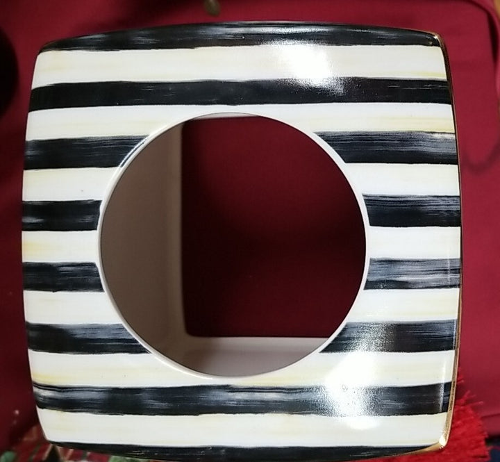 Mackenzie Childs Tartastic Tissue Box Cover Ceramic New