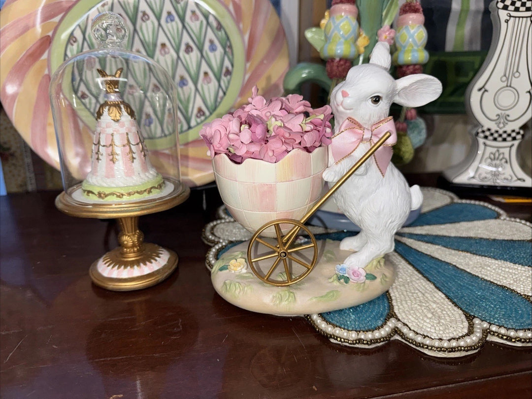 MacKenzie Childs Rosy Meadow Bunny Egg Cart