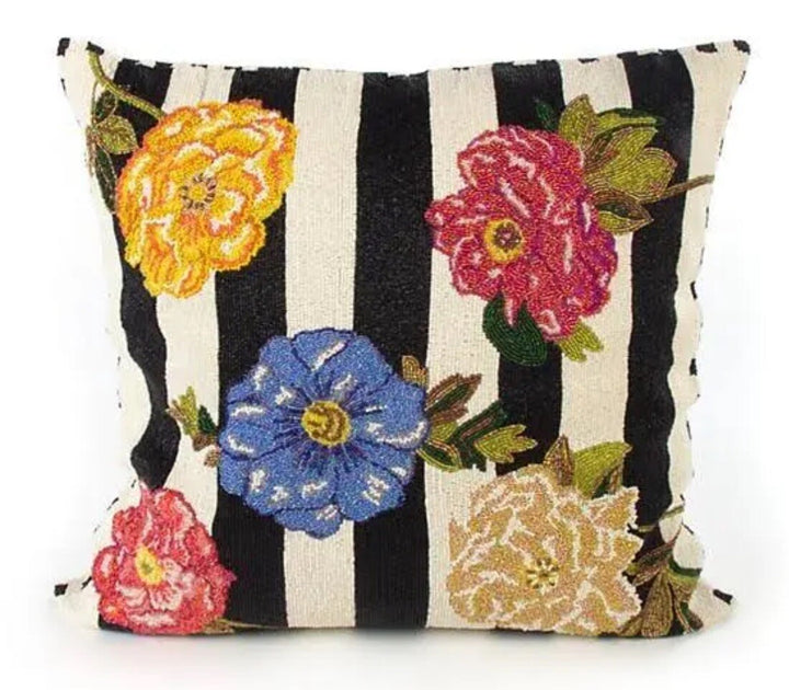 MacKenzie-Childs Cutting Garden  Retired Beaded Courtly Stripe With Flowers