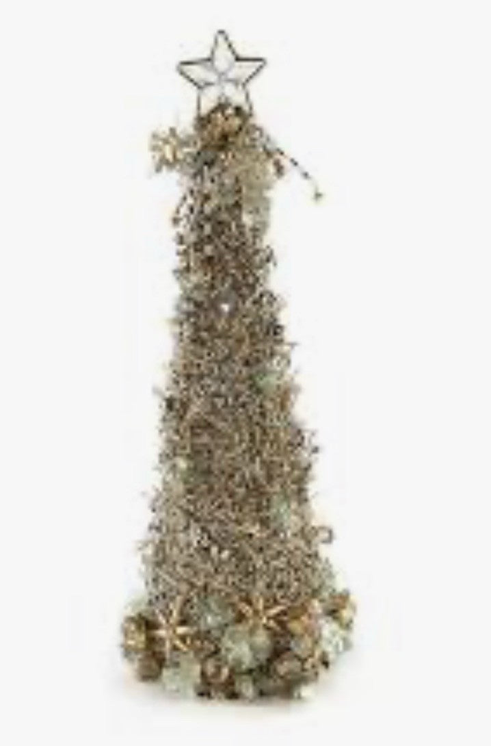 MACKENZIE Childs Snowfall  BEADED CHRISTMAS TREE Small  18” TALL NEW