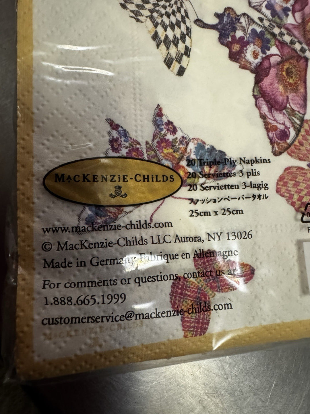 Retired Mackenzie Childs Butterfly Garden Cocktail Napkins New In Package