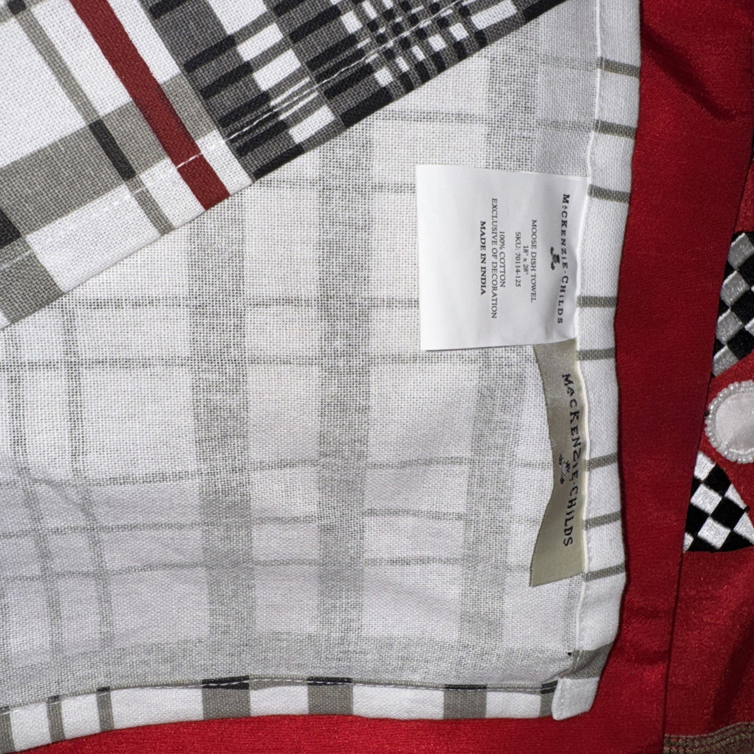 MACKENZIE-CHILDS  Tartan Moose DISH TOWEL New 18”x28” Retired