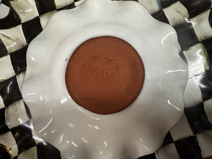 Mackenzie Childs Honeymoon Fluted Yellow Lemon Curd Bread Plate 7.50"  Ceramic