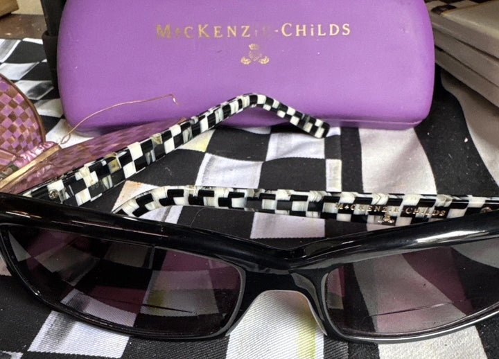 Mackenzie Childs Readers Courtly Check Sunglasses With Case