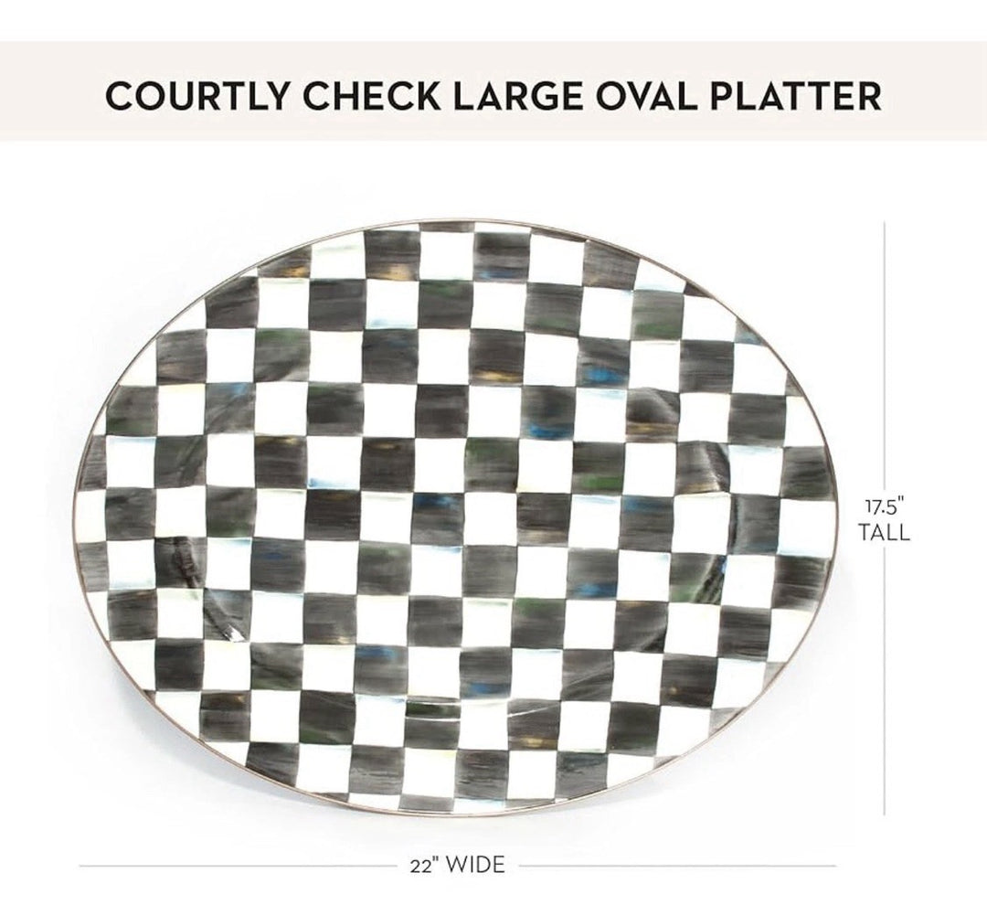 Mackenzie Childs One Courtly Check Large Oval Serving Platter Enamel 22”x17.5”