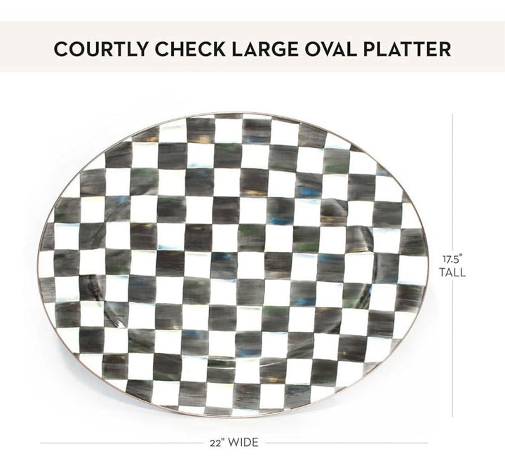 Mackenzie Childs One Courtly Check Large Oval Serving Platter Enamel 22”x17.5”